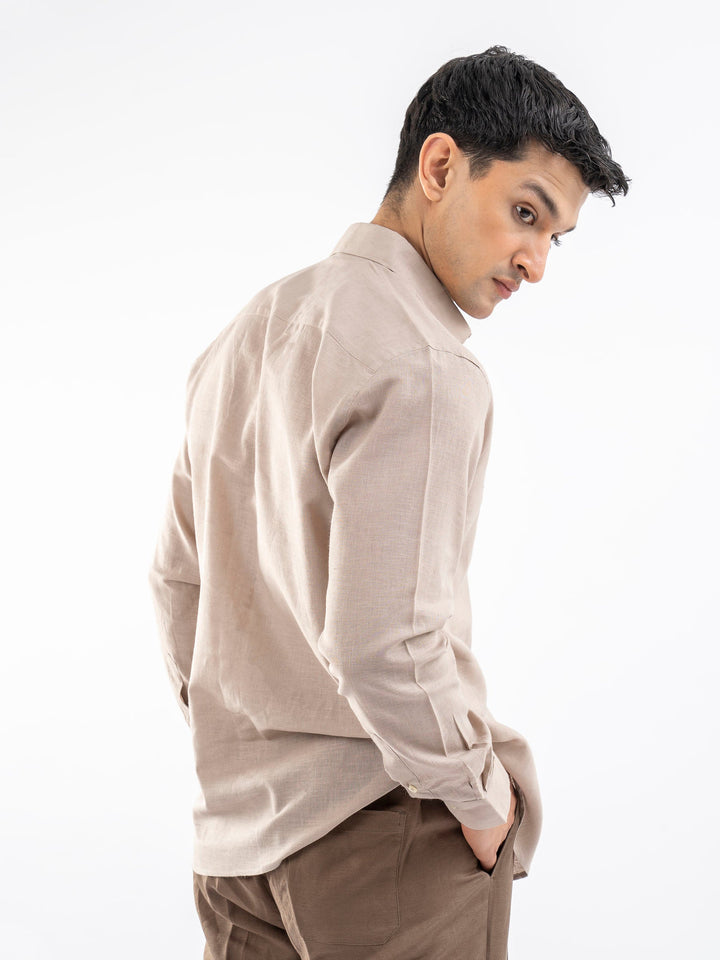 Brumano Ready To Wear Shirts Men 1 Piece Cotton Beige Airy Linen Blended Shirt 0-31-025-4115 - Summer Collection