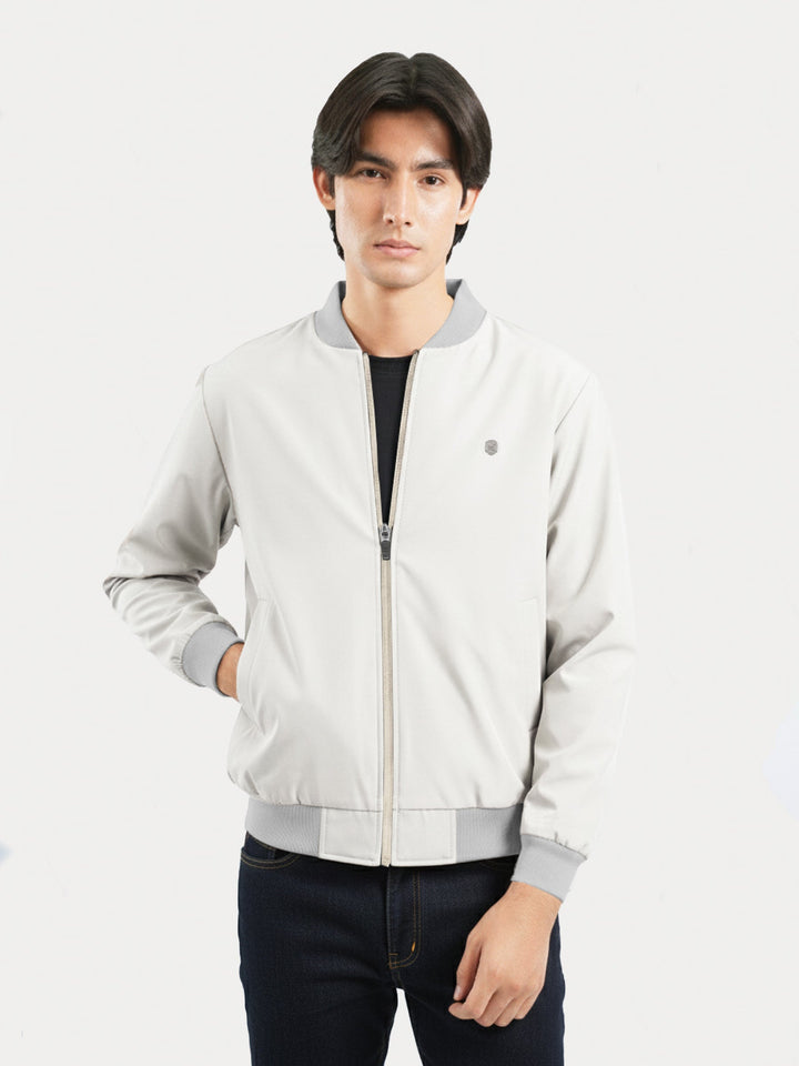 Brumano Mens RTW Solids Poly Jacket Beige Bomber Jacket Winter Collection
