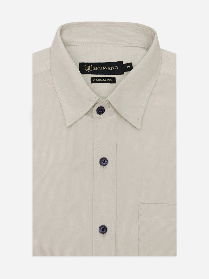 Brumano Ready To Wear Shirts Men 1 Piece Cotton Beige Corduroy Shirt 0-31-025-4168 - Summer Collection