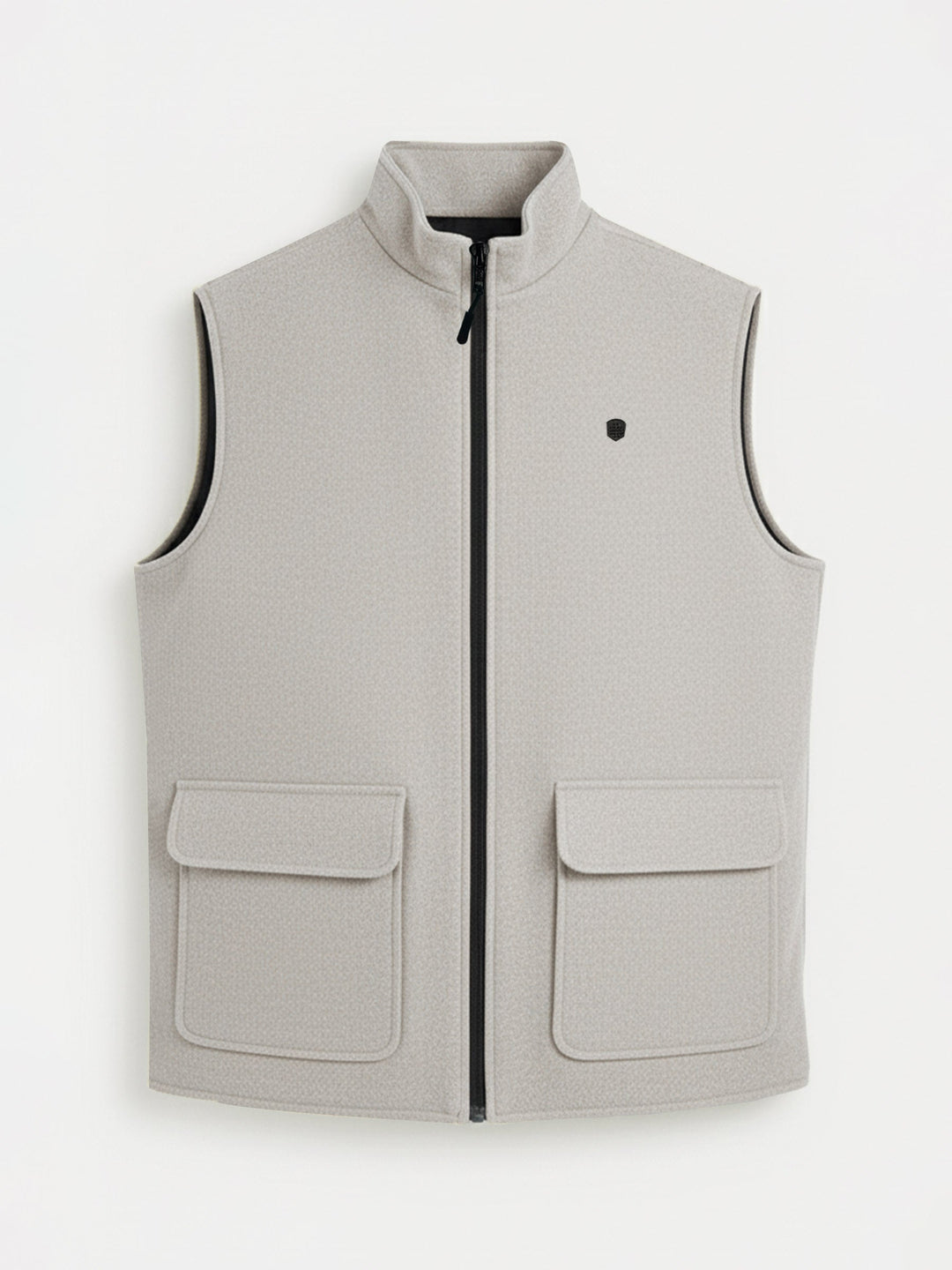 Beige Quilted Sleeveless Jacket