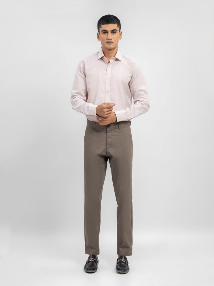 Brumano Ready To Wear Shirts Men 1 Piece Cotton Beige & Pink Checkered Shirt With Inner Collar Detailing 0-32-023-1644 - Summer Collection