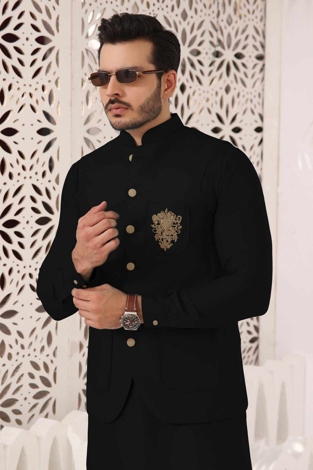 Bin Musab Silk Formal Men Waistcoat -  BM-000043 Black Truffle