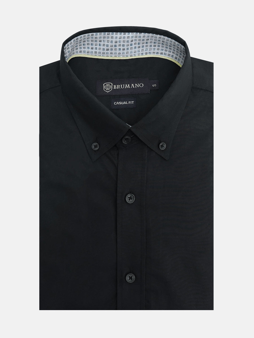 Brumano Mens RTW Solids Cotton Shirt Black Contrasting Yellow Casual Collection