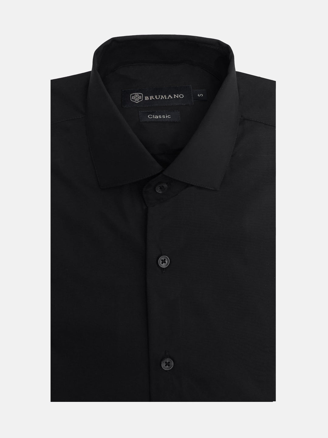 Brumano Mens RTW Solids Cotton Shirt Black Classic Satin Casual Collection