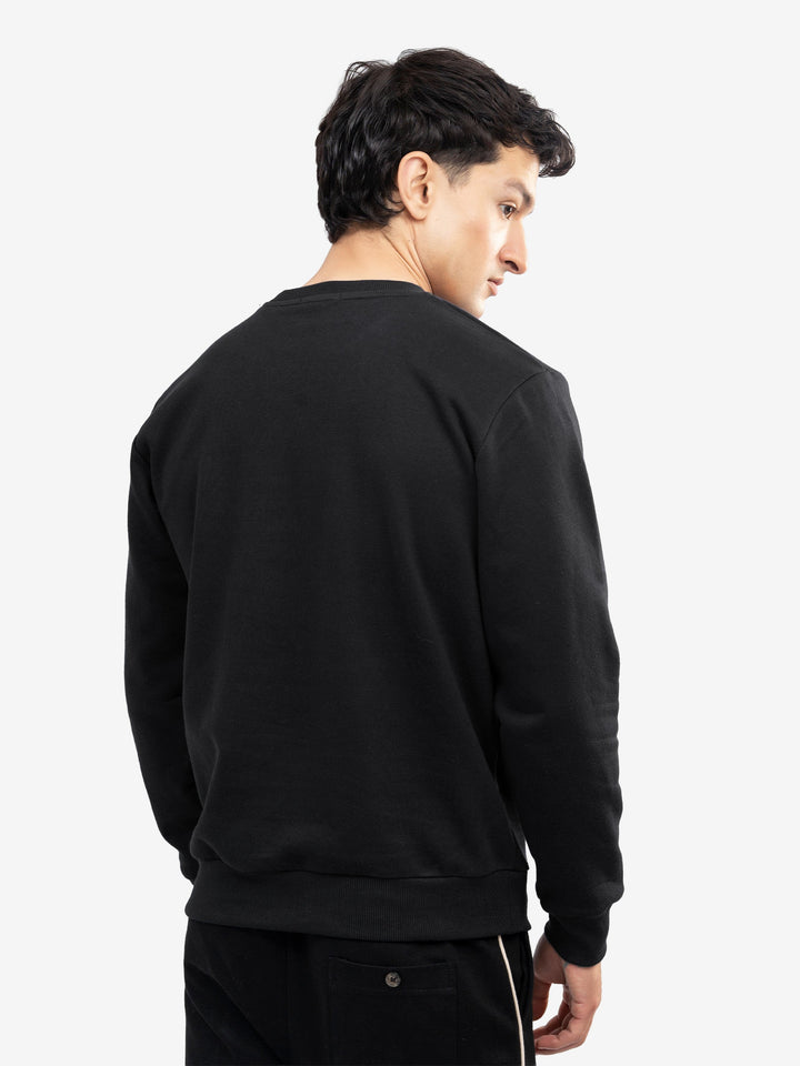Brumano Mens RTW Solids Cotton 1 Piece Black Heavy Crew Neck Winter Collection
