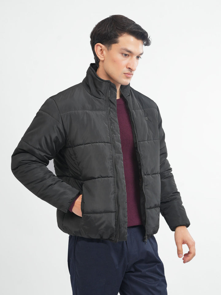 Brumano Mens RTW Solids Poly Jacket Black Puffer Jacket Winter Collection