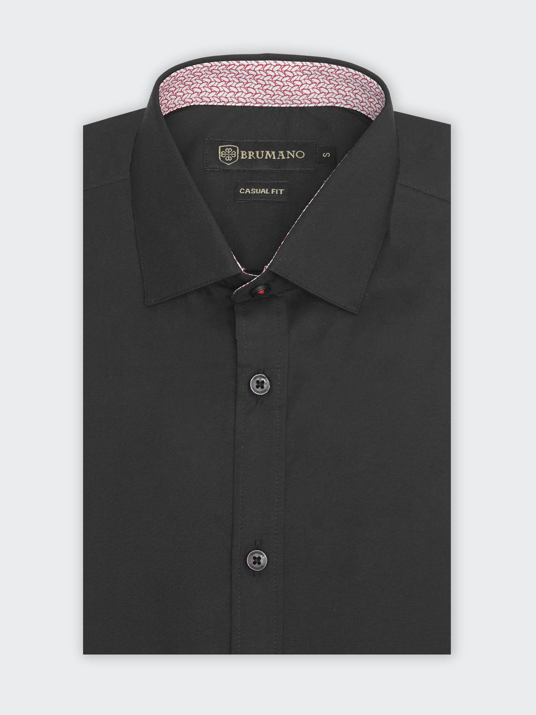 Brumano Mens RTW Solids Cotton Shirt Black Inner Collar Detailing Western Collection