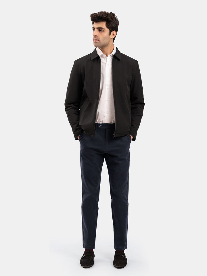 Brumano Mens RTW Solids Poly Jacket Suit Black Quilted With Collar Winter Collection