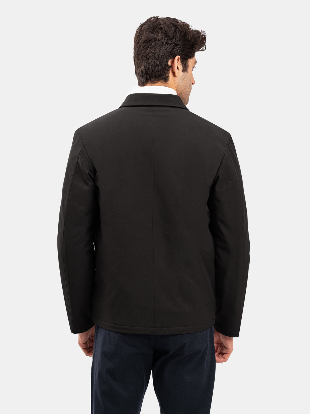 Brumano Mens RTW Solids Poly Jacket Suit Black Quilted With Collar Winter Collection