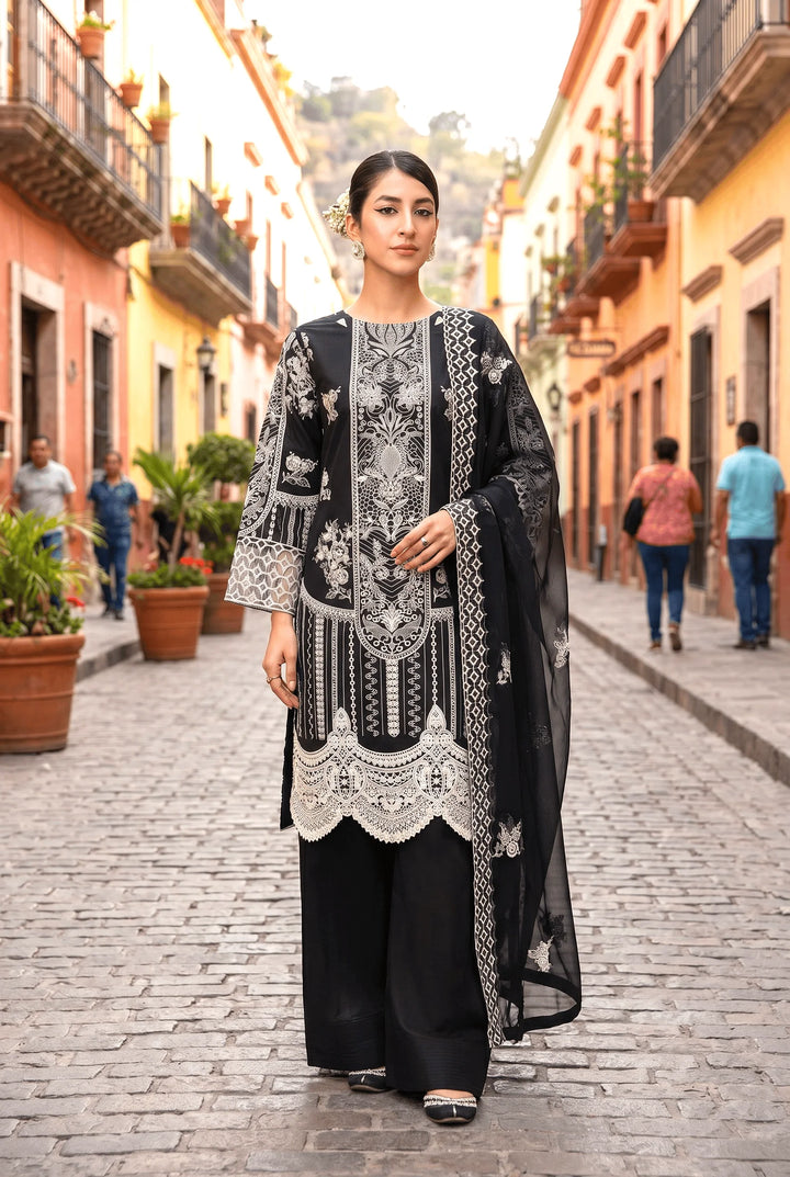 Celestia Luxe by Maherposh RTW Chikankari Lawn 3 Piece Suit Noir Eclat SS-201 Casual Collection