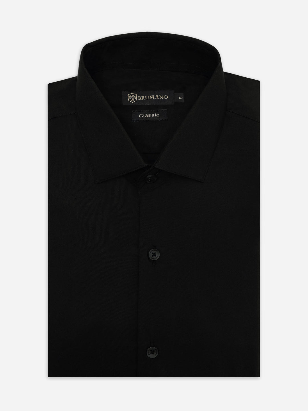Brumano Ready To Wear Shirts Men 1 Piece Cotton Black Classic Satin Formal Shirt 0-31-025-4035 - Summer Collection