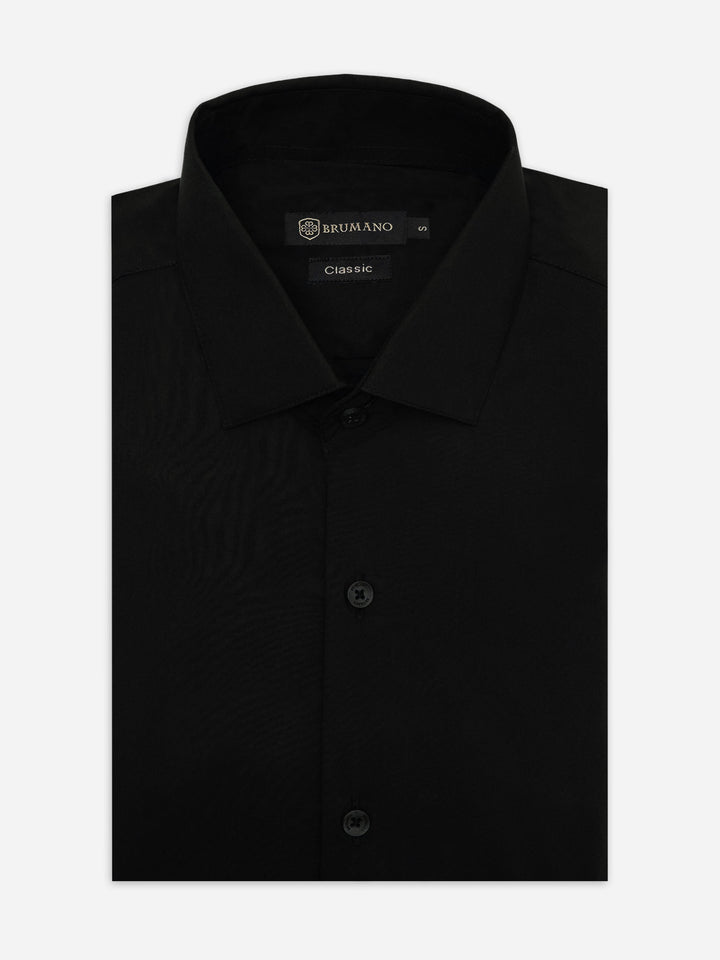 Brumano Ready To Wear Shirts Men 1 Piece Cotton Black Classic Satin Formal Shirt 0-31-025-4035 - Summer Collection