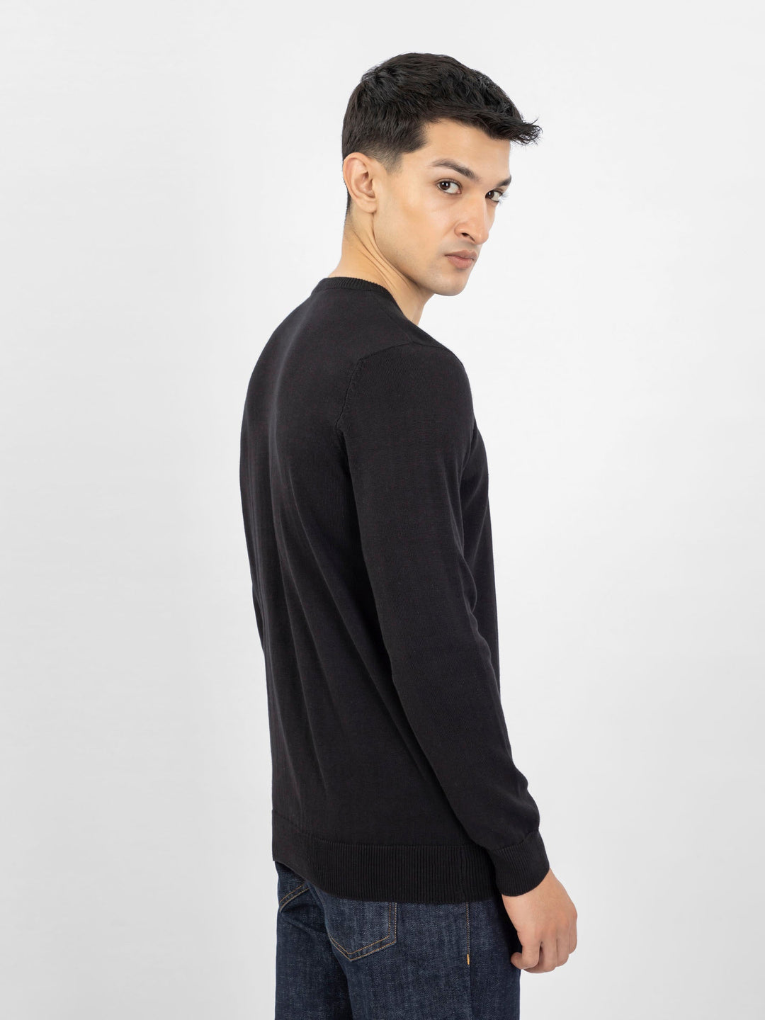 Brumano Ready to Wear Men Cotton Black Crew Neck Sweater 0-21-024-4207-D-07 - Winter Collection