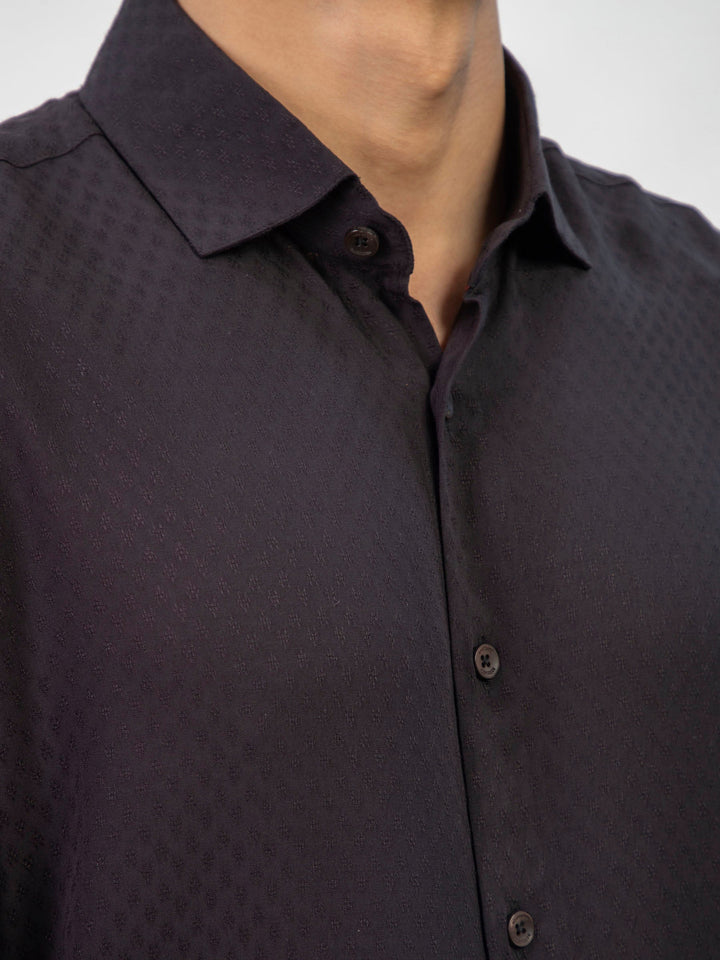 Brumano Ready To Wear Shirts Men 1 Piece Cotton Black Dobby Structured Shirt 0-31-024-4067 - Summer Collection