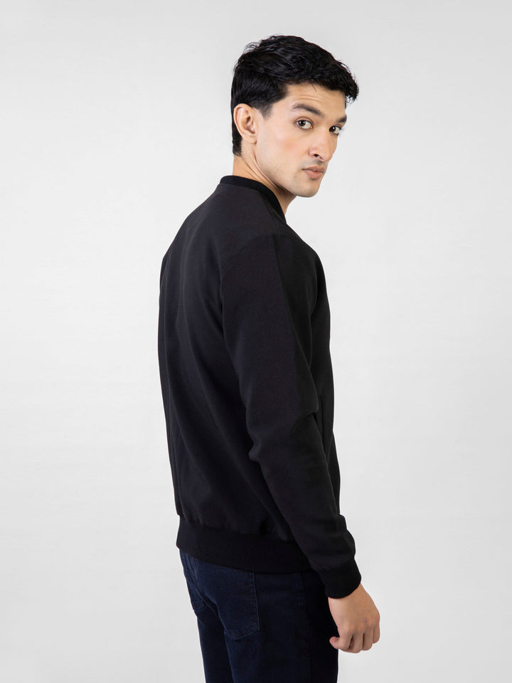 Brumano Pret Solids Polyester 1 Piece Black Everyday Bomber Jacket