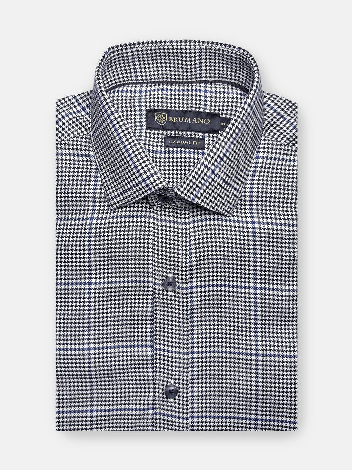 Brumano Ready To Wear Shirts Men 1 Piece Cotton Black Houndstooth Formal Shirt 0-31-025-4516 - Summer Collection