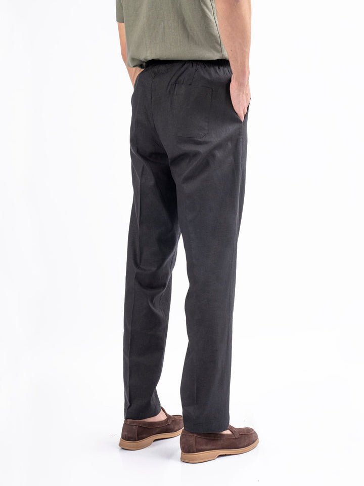 Brumano Solids Linen Trouser Black Linen Blended Pajama Trouser