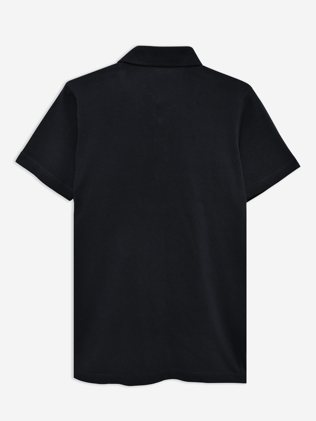 Brumano  Solids Cotton Polo Black Self Collar Polo With Contrasting Detailing