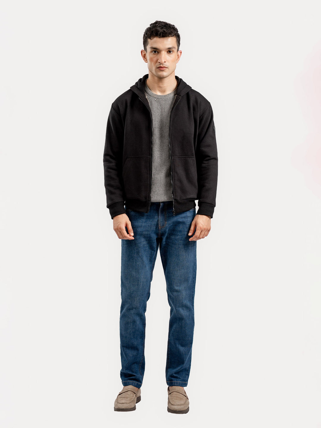 Brumano Solids Fleece Black Zipper Hoodie Jacket - Winter Collection