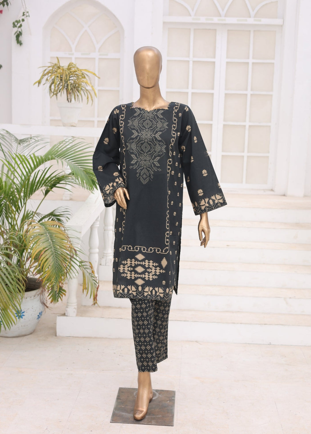 Suntex Fabrics Women RTW Printed Lawn 2 Piece Suit Black - Casual Collection