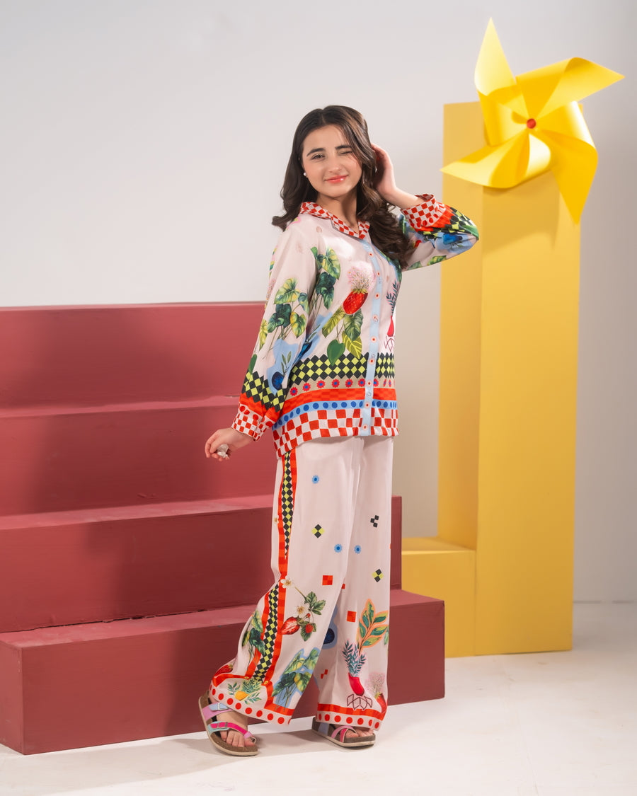 Sprinkles Girls RTW Printed Poly Co-ord Set Color Clash - Casual Collection