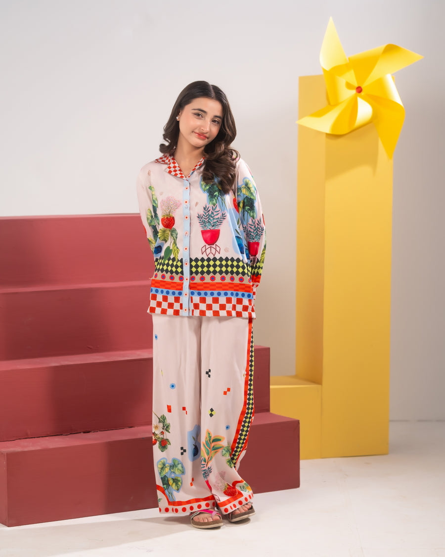 Sprinkles Girls RTW Printed Poly Co-ord Set Color Clash - Casual Collection