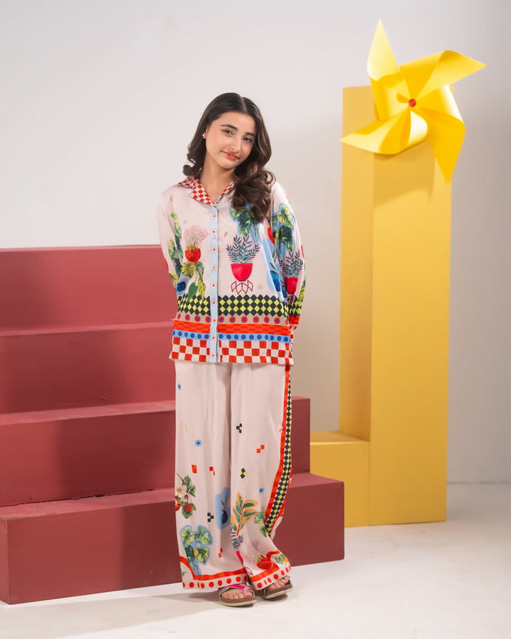 Sprinkles Girls RTW Printed Poly Co-ord Set Color Clash - Casual Collection
