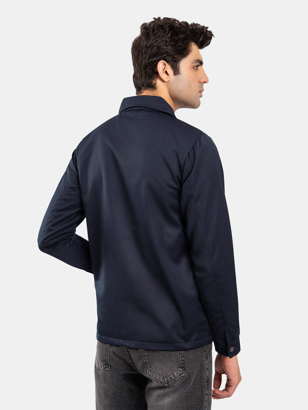 Brumano Mens RTW Solids Poly Jacket Suit Blue Collar Winter Collection