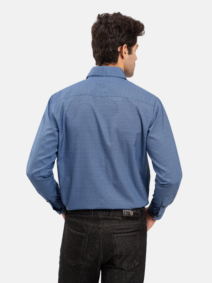 Brumano Mens RTW Solids Cotton Shirt Suit Blue Floral With Shallow Collar Winter Collection