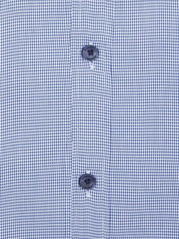 Brumano Mens RTW Solids Linen Shirt Blue Houndstooth Casual Collection