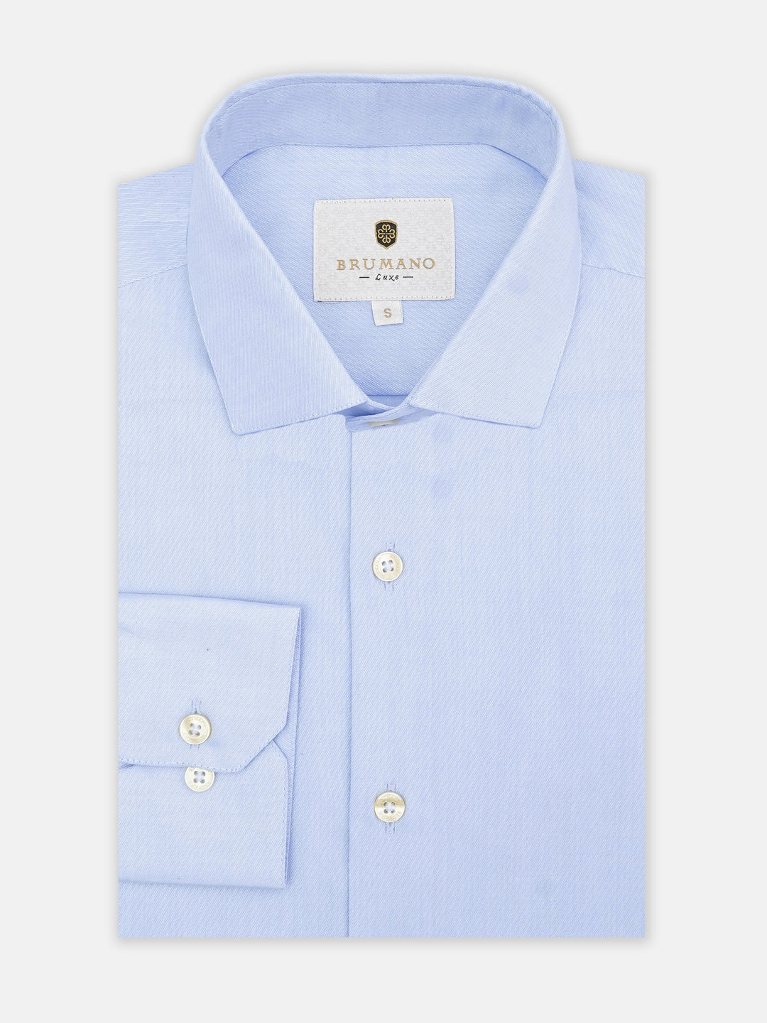 Brumano Mens RTW Solids Cotton Shirt Blue Self Striped Casual Collection