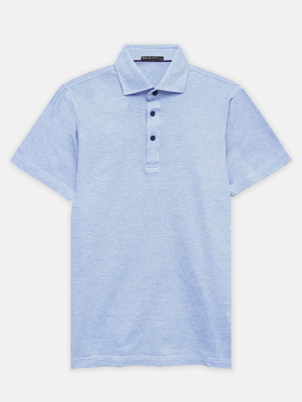 Brumano Mens RTW Solids Cotton Polo T-Shirt Blue Striped Cutaway Collar Casual Collection