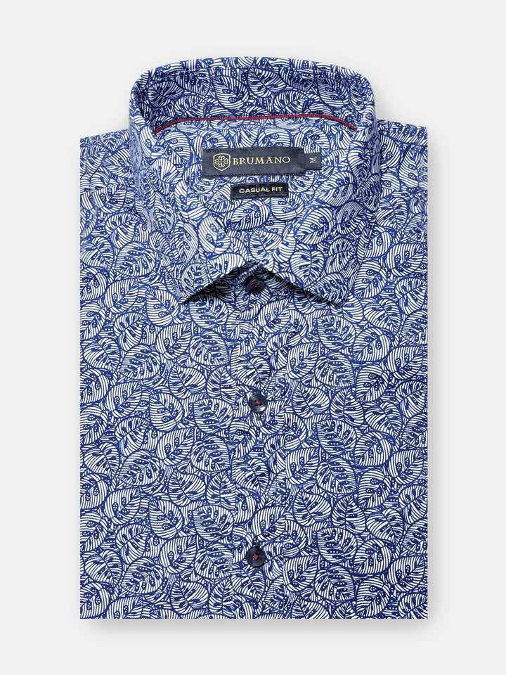 Brumano Ready To Wear Shirts Men 1 Piece Cotton Blue Abstract Printed Shirt 0-31-025-3646 - Summer Collection