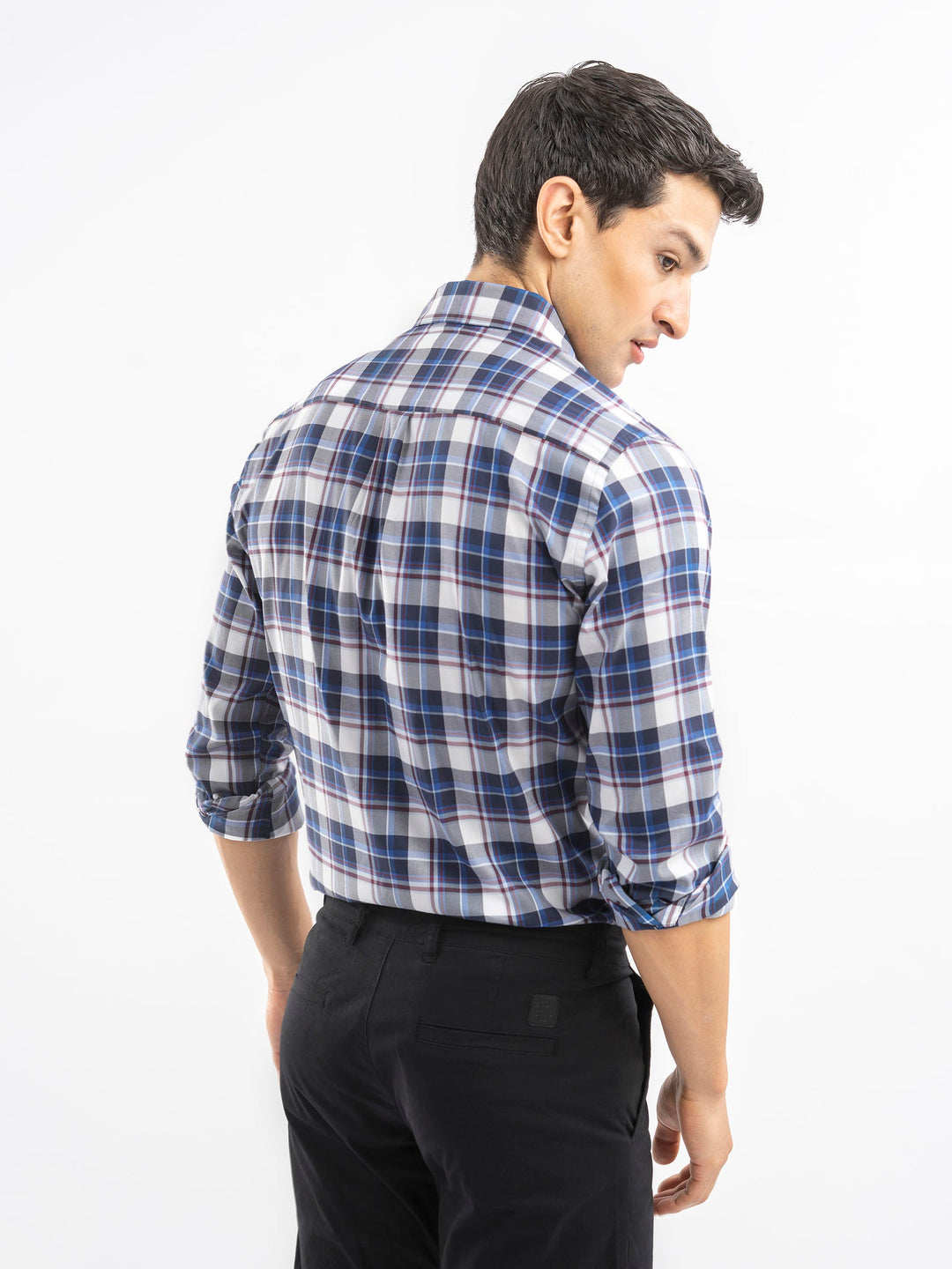 Brumano Ready To Wear Shirts Men 1 Piece Cotton Blue Bold Checkered Shirt 0-31-025-4497 - Summer Collection