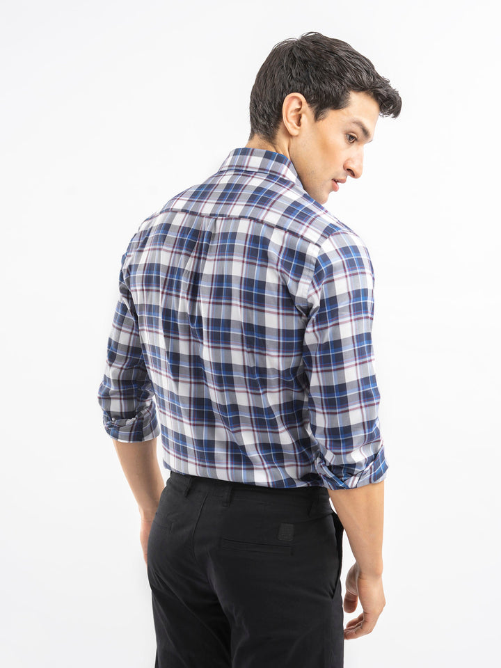 Brumano Ready To Wear Shirts Men 1 Piece Cotton Blue Bold Checkered Shirt 0-31-025-4497 - Summer Collection