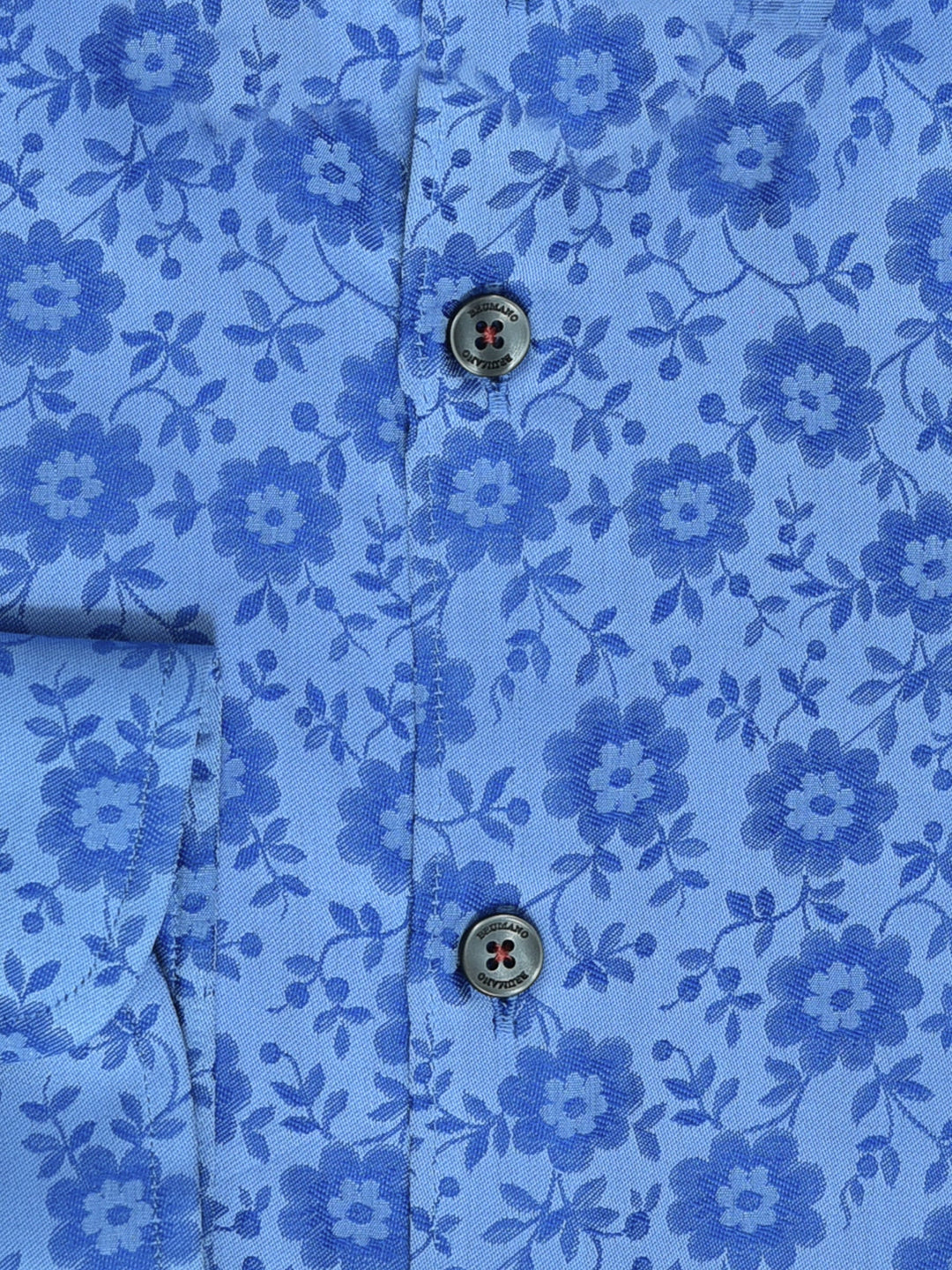 Brumano Ready To Wear Shirts Men 1 Piece Cotton Blue Floral Printed Jacquard Shirt 0-32-023-2086 - Summer Collection