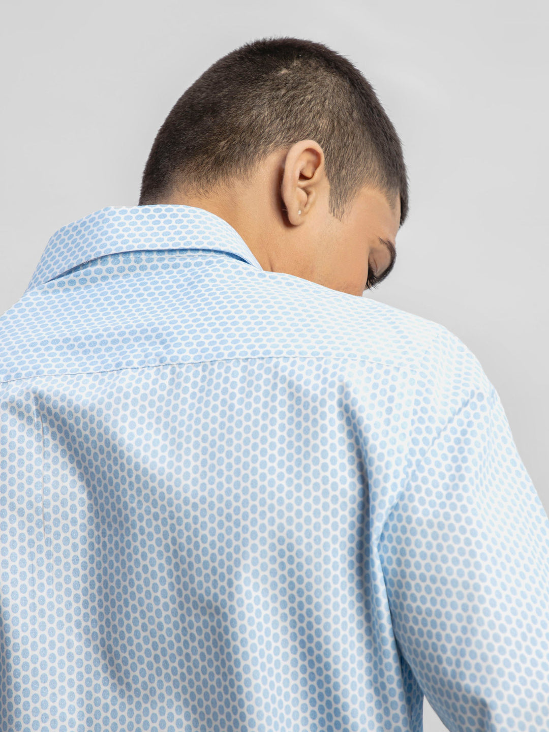 Brumano Ready To Wear Shirts Men 1 Piece Cotton Blue Geometric Printed Formal Shirt 0-32-024-2242 - Summer Collection