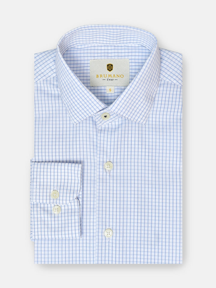 Brumano Ready To Wear Shirts Men 1 Piece Cotton Blue Formal Checkered Shirt Luxe 0-32-025-1128 - Summer Collection