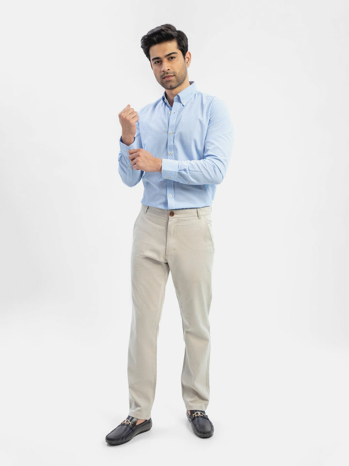 Brumano Ready To Wear Shirts Men 1 Piece Cotton Blue Gingham Button Down Shirt 0-31-024-5091 - Summer Collection