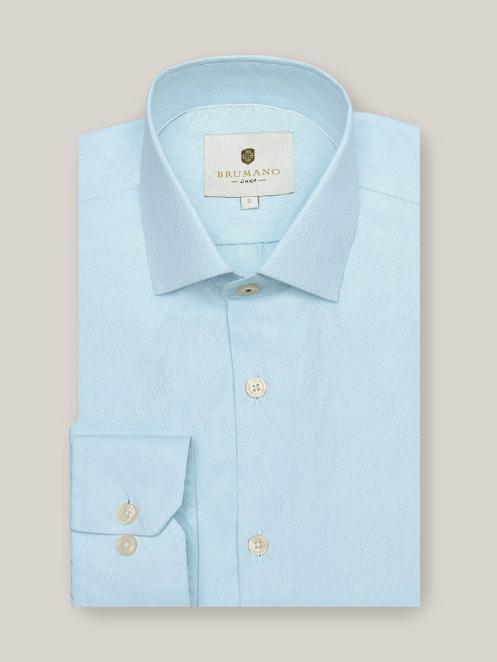 Brumano Ready To Wear Solids Cotton 1 Piece Men Blue Jacquard Patterned Silk Shirt 0-32-023-1657 - Winter Collection