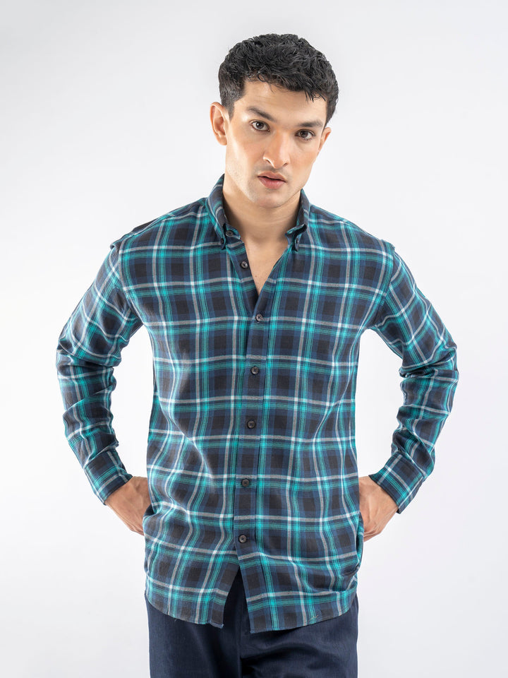 Brumano Ready To Wear Shirts Men 1 Piece Cotton Blue Light Weight Checkered Shirt 0-31-025-3963 - Summer Collection