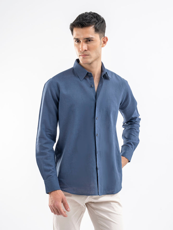 Brumano Ready To Wear Shirts Men 1 Piece Cotton Blue Airy Linen Blended Shirt 0-31-025-4119 - Summer Collection