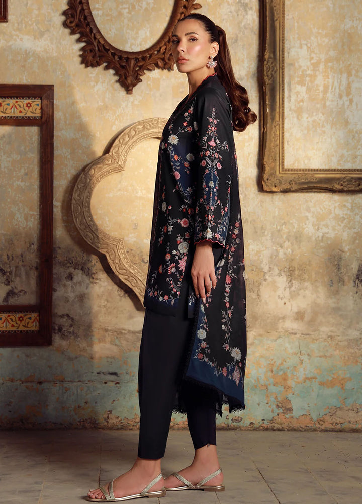 Elara by Sahar Embroidered Cambric Suits Unstitched 3 Piece SHR25EP Blue Noir Bloom - Winter Collection