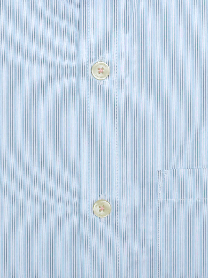 Brumano Ready To Wear Shirts Men 1 Piece Cotton Blue Striped Formal Shirt With Pink Detailing 0-31-023-1659 - Summer Collection