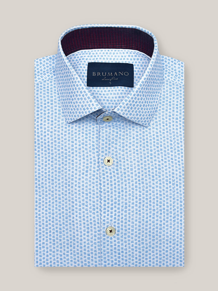 Brumano Ready To Wear Shirts Men 1 Piece Cotton Blue Structured Printed Shirt With Detailing 0-31-023-2109 - Summer Collection