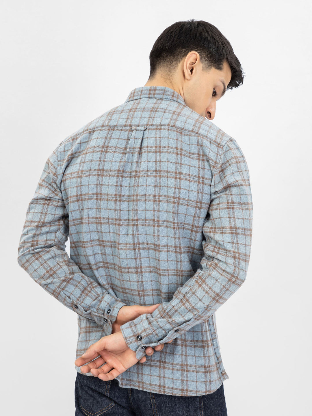 Blue & Brown Flannel Checkered Shirt