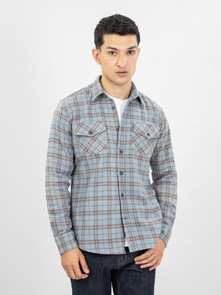 Blue & Brown Flannel Checkered Shirt