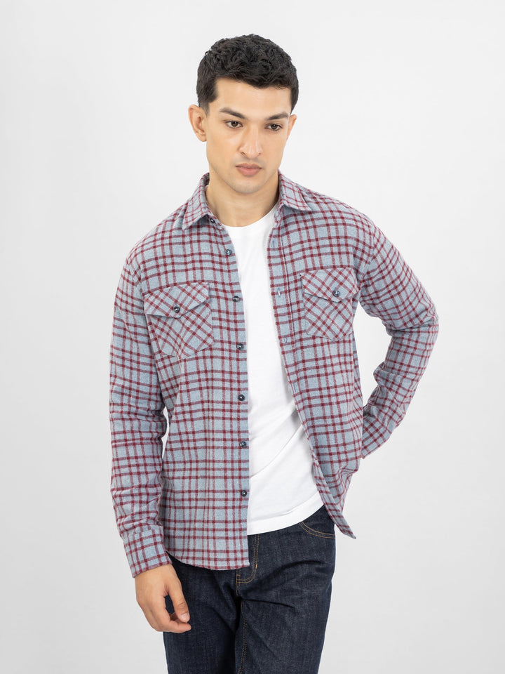 Blue & Red Flannel Checkered Shirt