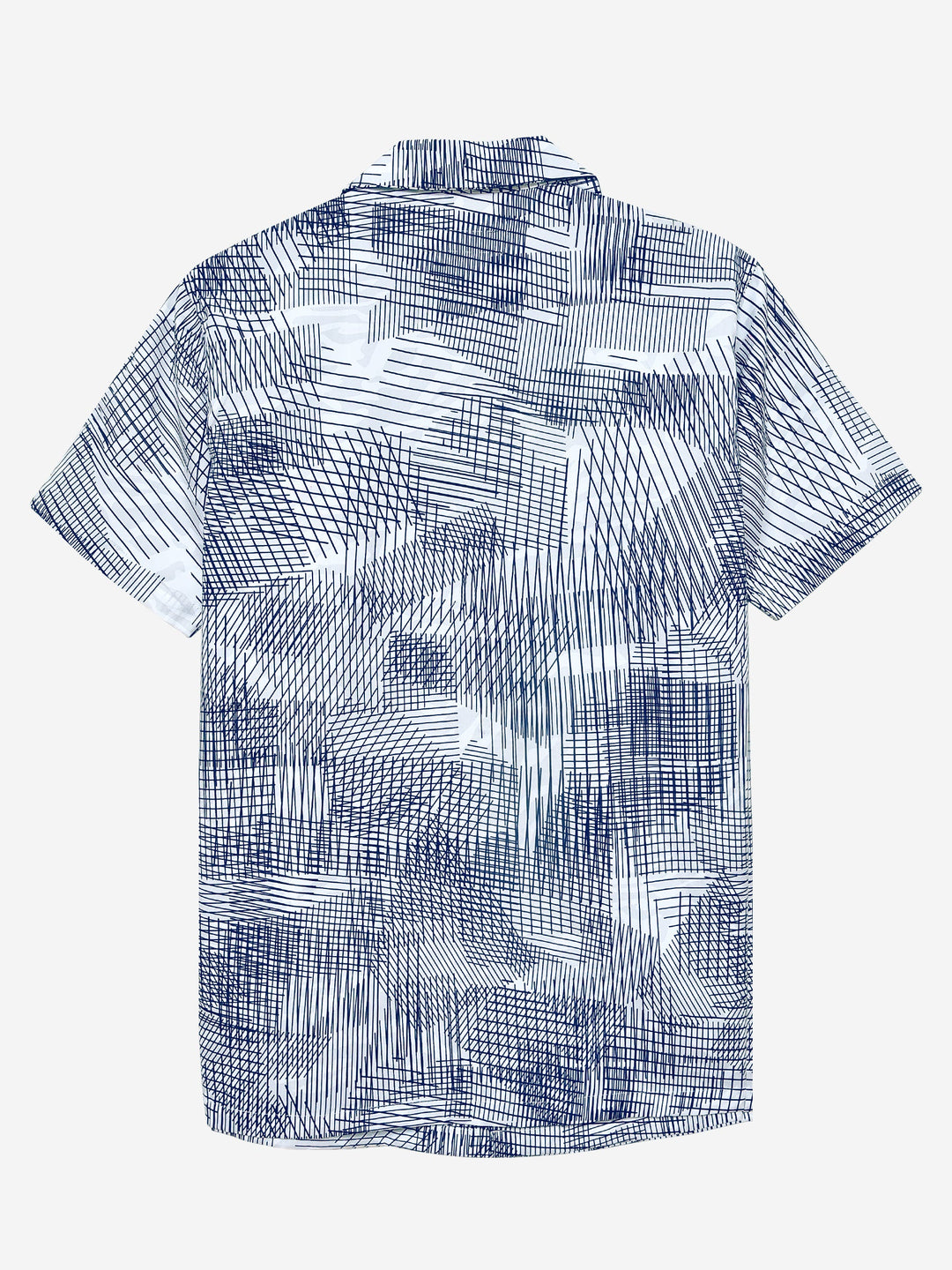 Brumano Ready To Wear Shirts Men 1 Piece Cotton Blue & White Geometric Printed Cuban Collar Shirt 0-33-024-3660 - Summer Collection