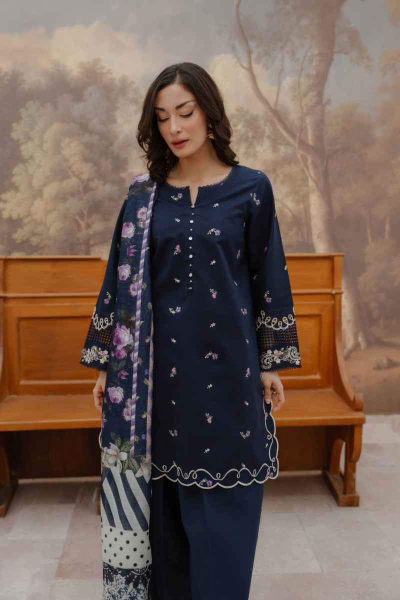 Manara by Maria Embroidered Chiffon 3 Piece Suit BLUEBELL - Festive Collection